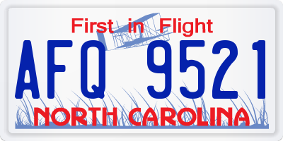 NC license plate AFQ9521