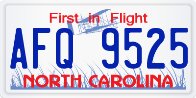 NC license plate AFQ9525