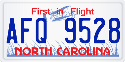 NC license plate AFQ9528