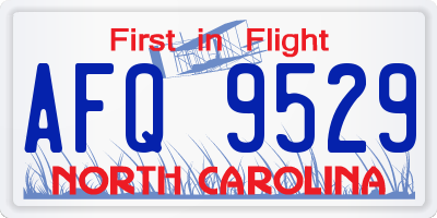 NC license plate AFQ9529