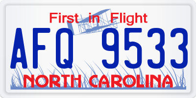 NC license plate AFQ9533