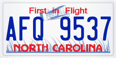 NC license plate AFQ9537