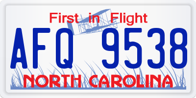 NC license plate AFQ9538