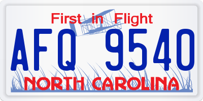 NC license plate AFQ9540