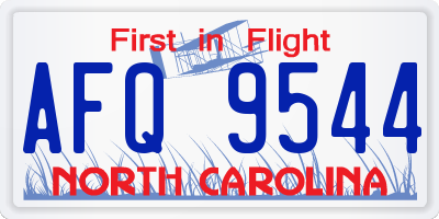 NC license plate AFQ9544