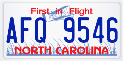 NC license plate AFQ9546