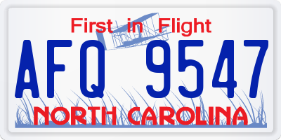 NC license plate AFQ9547