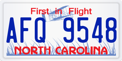 NC license plate AFQ9548