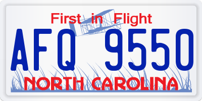 NC license plate AFQ9550