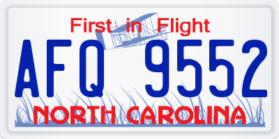 NC license plate AFQ9552