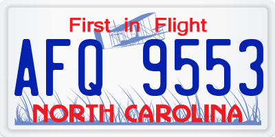 NC license plate AFQ9553