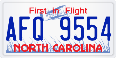 NC license plate AFQ9554
