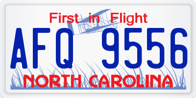 NC license plate AFQ9556