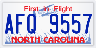 NC license plate AFQ9557