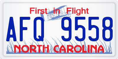 NC license plate AFQ9558
