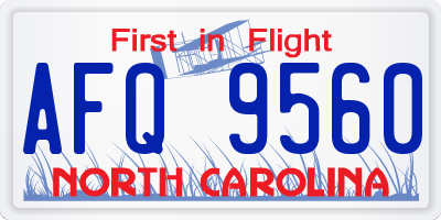 NC license plate AFQ9560