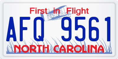 NC license plate AFQ9561