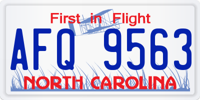NC license plate AFQ9563