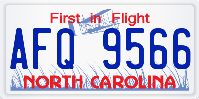 NC license plate AFQ9566