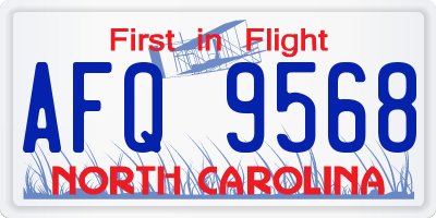NC license plate AFQ9568