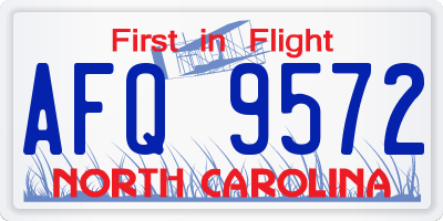 NC license plate AFQ9572