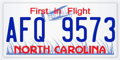 NC license plate AFQ9573