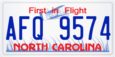 NC license plate AFQ9574