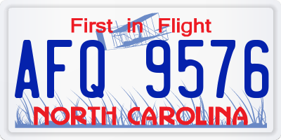 NC license plate AFQ9576