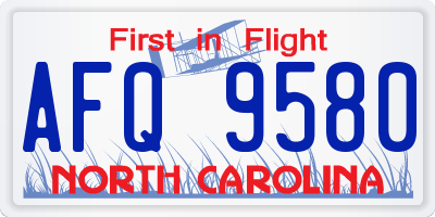 NC license plate AFQ9580