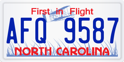 NC license plate AFQ9587