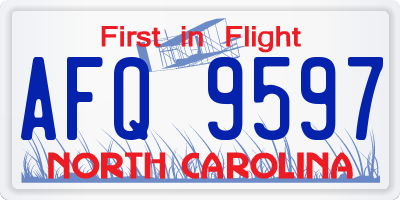 NC license plate AFQ9597