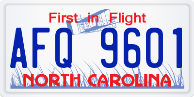 NC license plate AFQ9601