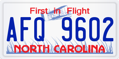 NC license plate AFQ9602