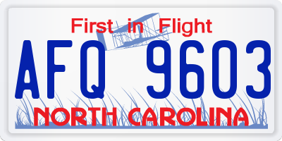 NC license plate AFQ9603