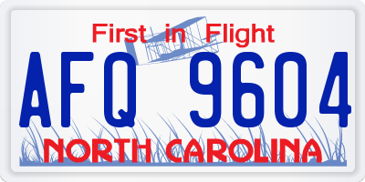 NC license plate AFQ9604