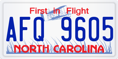 NC license plate AFQ9605