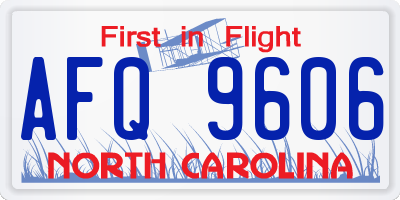NC license plate AFQ9606