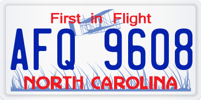 NC license plate AFQ9608