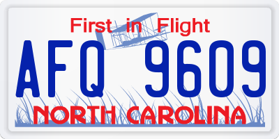 NC license plate AFQ9609