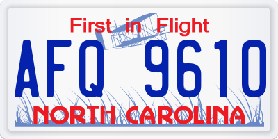 NC license plate AFQ9610