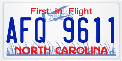 NC license plate AFQ9611
