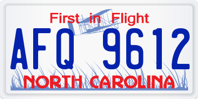 NC license plate AFQ9612
