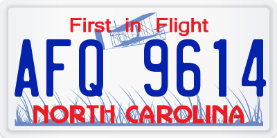 NC license plate AFQ9614