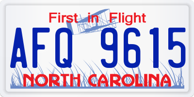 NC license plate AFQ9615