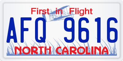 NC license plate AFQ9616