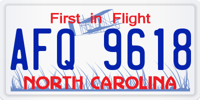 NC license plate AFQ9618