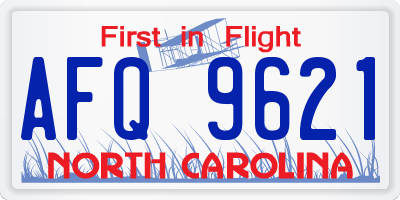 NC license plate AFQ9621