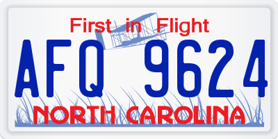 NC license plate AFQ9624