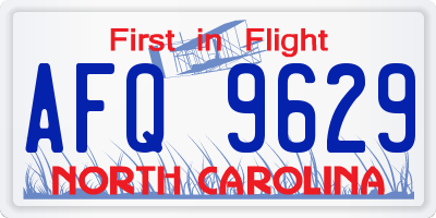NC license plate AFQ9629