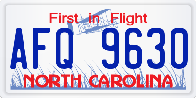 NC license plate AFQ9630